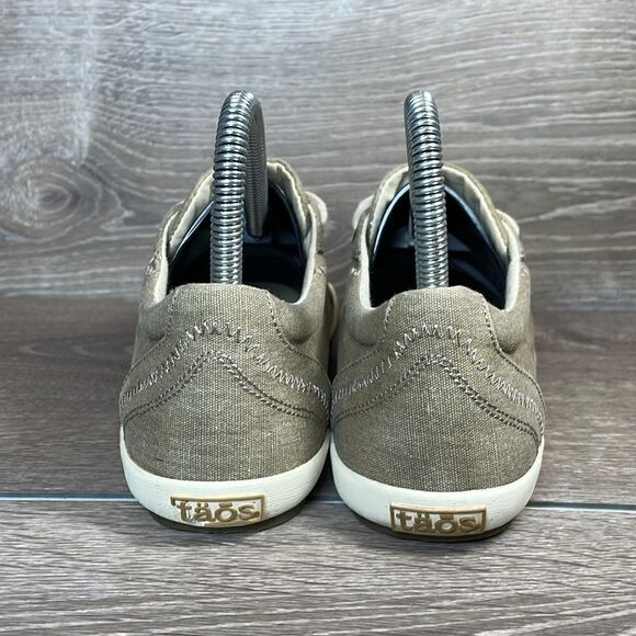 Taos Star Green Sage Distressed Khaki Canvas Women’s Sz 6/EU 37 Low Lace Up Shoe - Picture 4 of 11